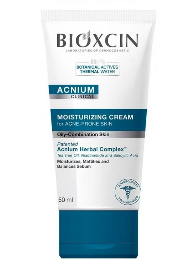 BIOXCIN Moisturizing Cream for Acne-Prone Skin, Lightweight Hydration, Helps Balance Oil & Maintain Clear Skin, Daily Face Cream, 50ml - Image 1